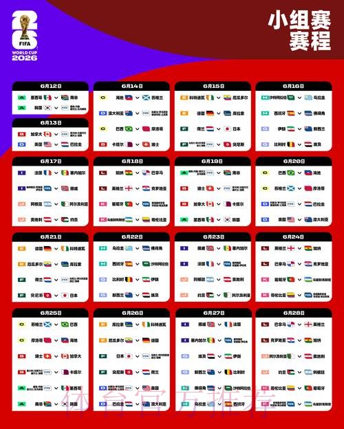 2026世界杯每日赛程高清版最新时间表实时查看